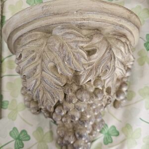 Decorative Carved Grape Wall Sconce - Distressed Beige